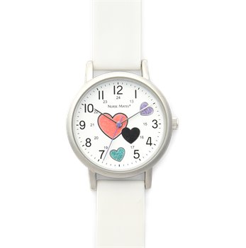 White Hearts Nurse Mates Shimmer Hearts Watch